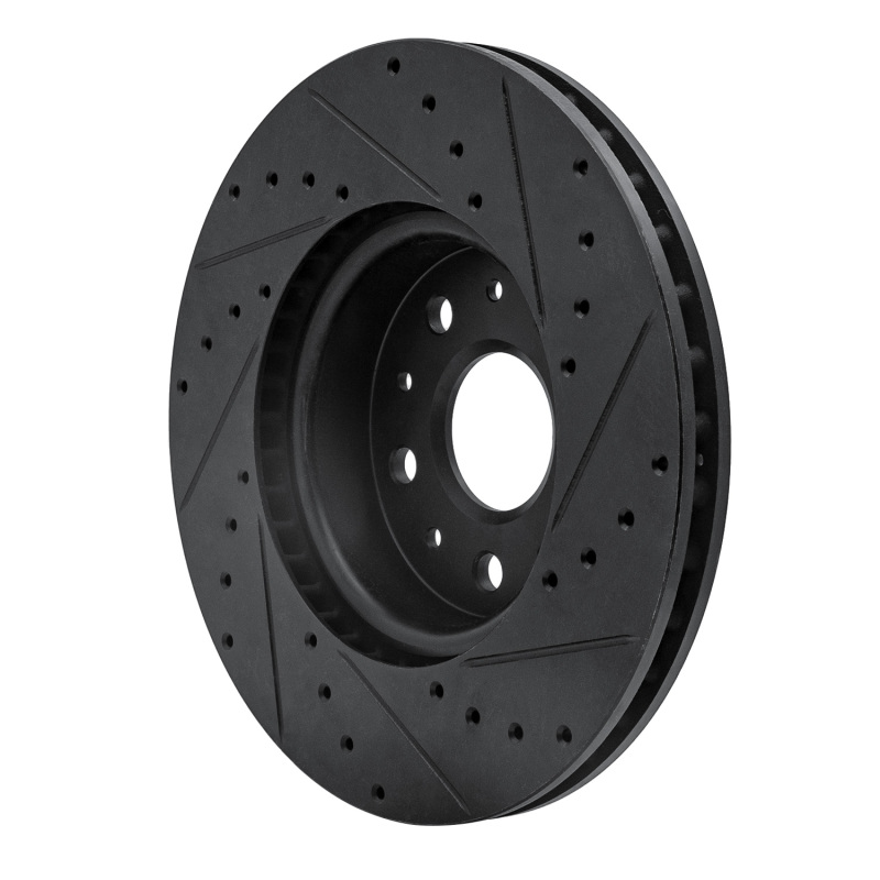 Cadillac CT5 Brake Rotor (1) - Front Left - R1 Concepts - Drilled & Slotted - Black - `16-`25